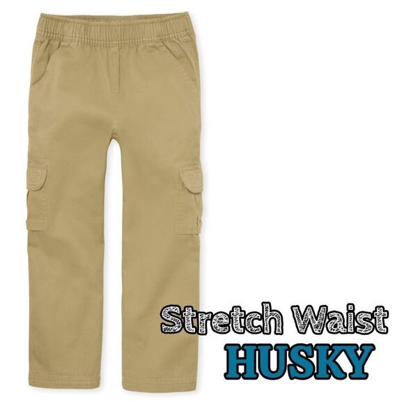 HUSKY Boys size 8 khaki Children's Place stretch waist cargo pants - Picture 1 of 7
